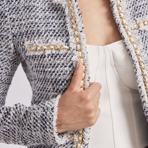 NEW Generation Love Sizes M, XL Women's Serena Tweed Jacket - White Indigo - Picture 2 of 5